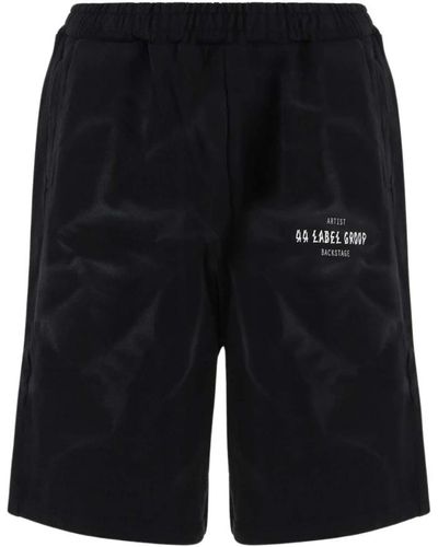 44 Label Group Schwarze bermuda-shorts aus baumwolle mit logo-detail