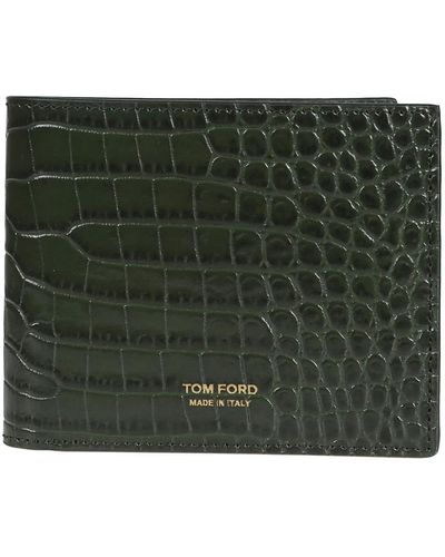 Tom Ford Grüne alligator klassische bifold brieftasche,wallets cardholders