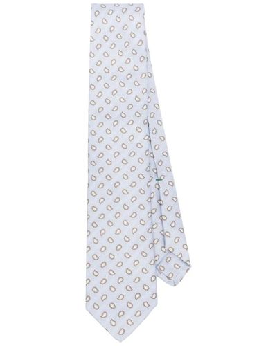 Luigi Borrelli Napoli Blauer seiden paisley bestickter krawatte - Weiß