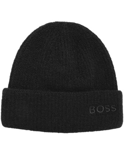 BOSS Cappello in lana con logo nero