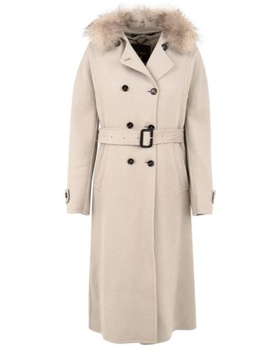 Moorer Coats > belted coats - Neutre