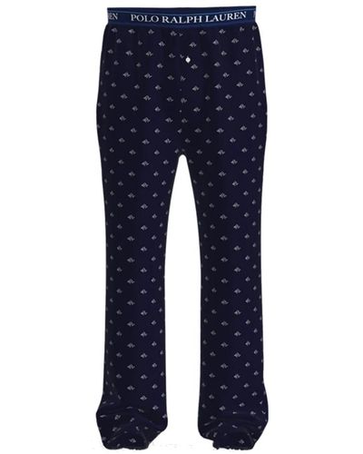 Ralph Lauren Bequeme baumwoll-pyjamahose mit labelbund - Blau