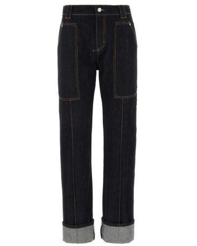 Alexander McQueen Dunkelblaue denim-jeans - stilvoll und bequem - Schwarz