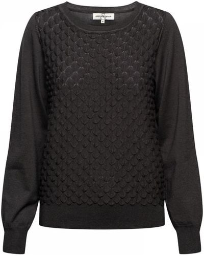 &Co Woman Bunty a-black pullover mit 3d-struktur,lila strickpullover mit 3d-struktur,cg-graphite pullover mit 3d-struktur &co - Schwarz