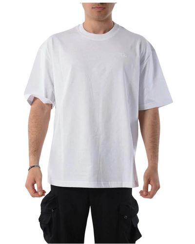 DIESEL Baumwoll-t-shirt mit gestickten logos - Weiß