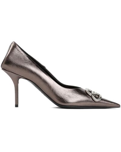 Balenciaga Zapatos de tacón de cuero metálico diseño de cuchillo - Gris