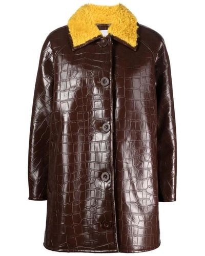 Stand Studio Single-Breasted Coats - Brown