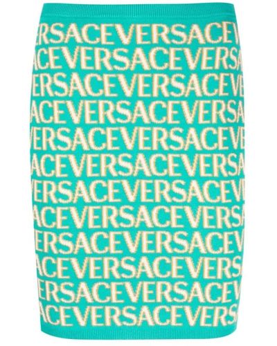 Versace Gestrickter rock mit wiederholendem muster - Grün