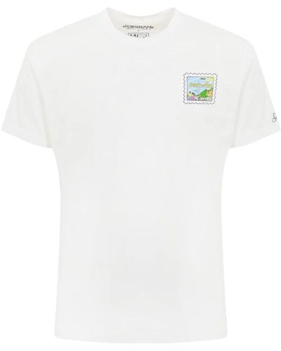 Mc2 Saint Barth Portofino heart print baumwoll t-shirt - Weiß
