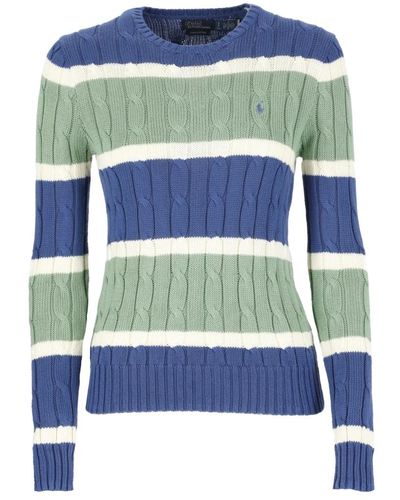 Ralph Lauren Polo in cotone a righe con logo iconico - Verde