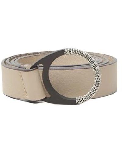 Peserico Cintura in vera pelle con anello punto luce - Metallizzato
