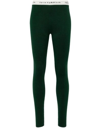 Sporty & Rich Pantalón skinny cut slip-on verde oscuro