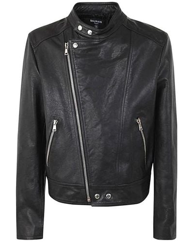 Balmain Leather Jackets - Black