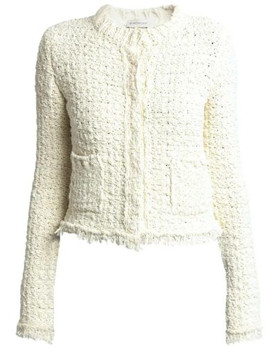 Moncler Tweed-strickjacke mit druckknopfverschluss - Weiß