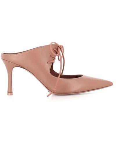 Malone Souliers Sabot in pelle nude con lacci incrociati - Rosa