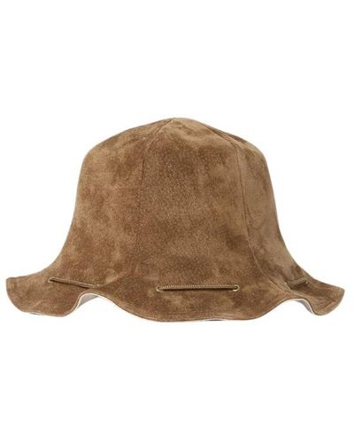 Hender Scheme Cappello a secchiello in pelle scamosciata con coulisse - Marrone