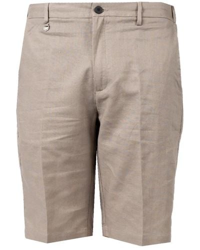 Antony Morato Einfache Leinen Shorts mit Reißverschluss und Knopf - Grau