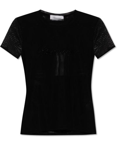 Blumarine Camiseta transparente de dos capas - Negro
