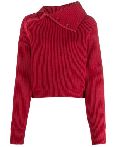 Jacquemus Maglione rosso in misto lana con design asimmetrico