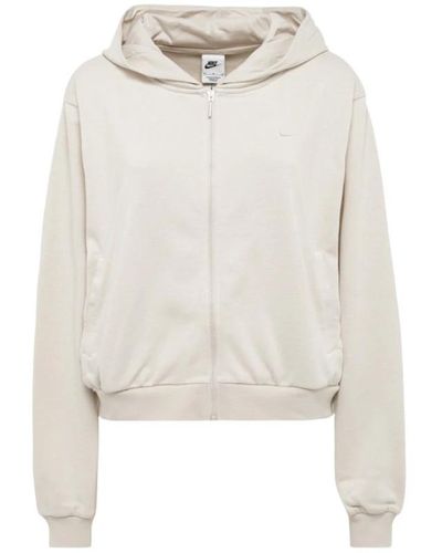 Nike Einfarbiger baumwollmischung reißverschluss hoodie - Weiß