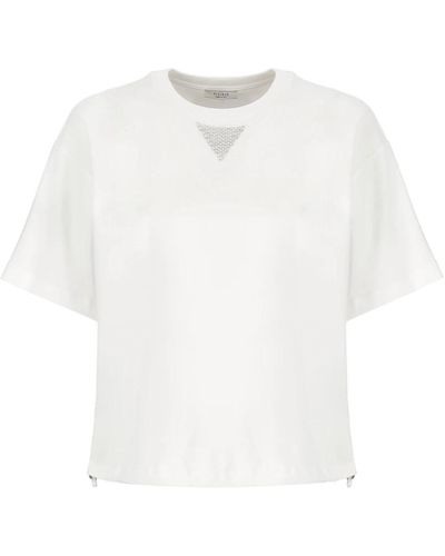 Peserico T-shirt bianca con dettaglio lurex - Bianco
