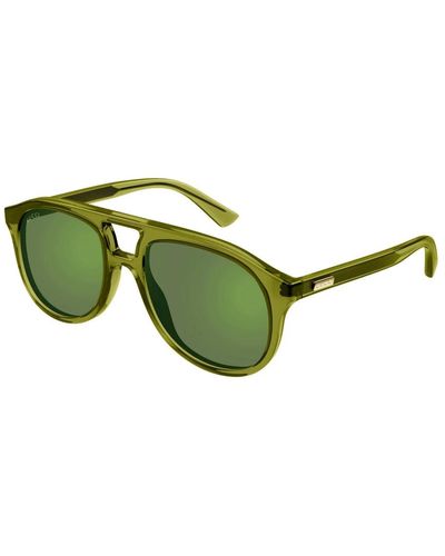 Gucci 80s Monocolor Pilot Acetate Sunglasses - Green