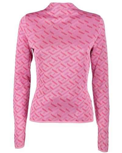 Versace La greca monogram langarm top - Pink