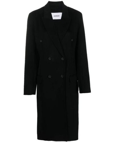 Krizia Double-Breasted Coats - Black