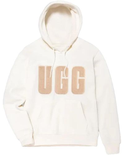 UGG ® Rey ®fluff Logo Hoodie Fleece/recycled Materials - White