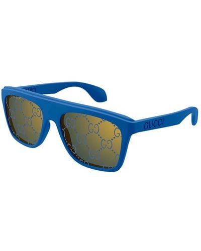 Gucci Quadratische sonnenbrille blau verspiegelt gold,stylische sonnenbrille gg1570s