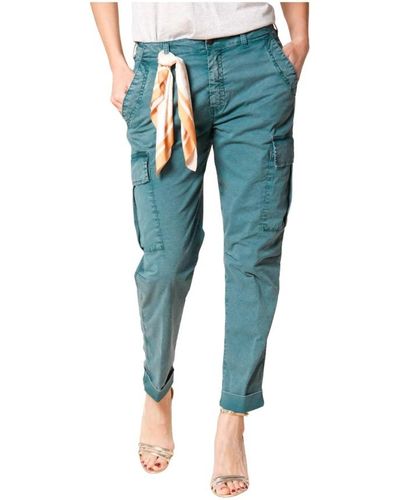 Mason's Pantalones cargo de corte relajado en sarga de algodón - Azul