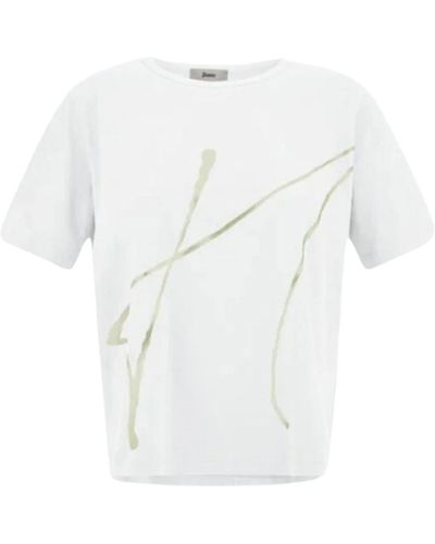 Herno Laminierter print t-shirt essential line - Weiß