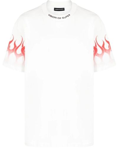 Vision Of Super Weißes t-shirt mit flammenmuster