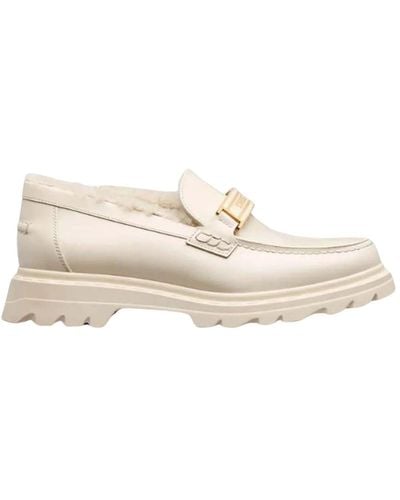 Dior Leder loafers shearling innensohle gummisohle - Weiß