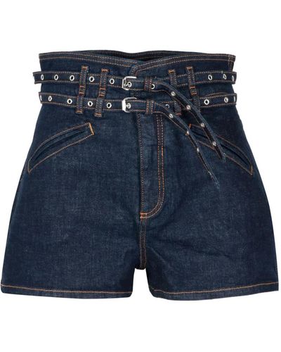 Philosophy Di Lorenzo Serafini Shorts in denim a vita alta con fibbie - Blu