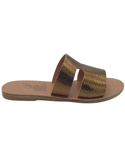 Ancient Greek Sandals Sliders - Brown