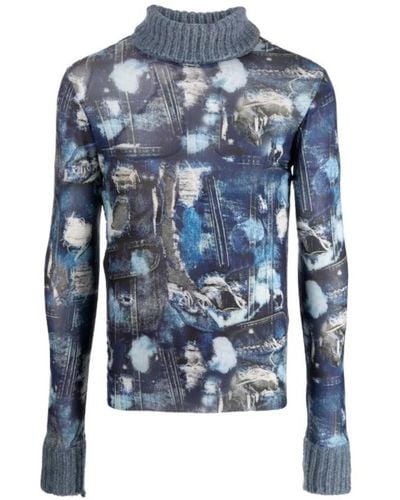 John Richmond Iconic denim muster pullover - Blau