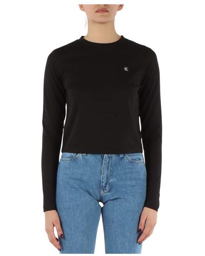 Calvin Klein Magliette a maniche lunghe con logo patch - Nero