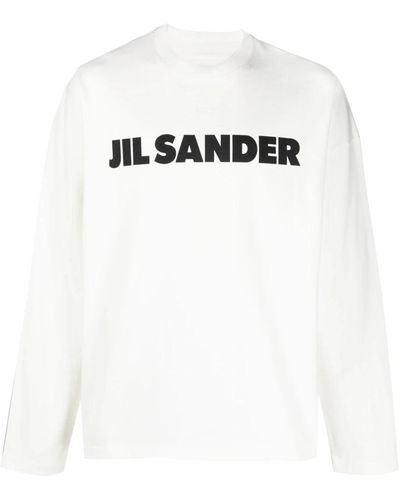 Jil Sander Weiße baumwoll-logosweatshirt
