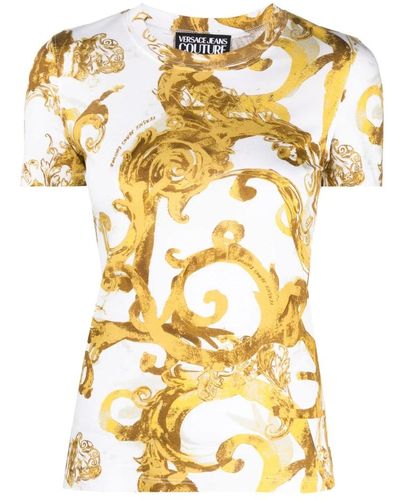 Versace T-shirt in cotone barocco a maniche corte - Metallizzato