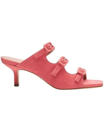 SCAROSSO Flat sandals,quadratisches design mule sandalen,uela krokodil mules - Pink