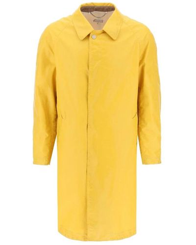 Maison Margiela Trench coat in cotone rivestito effetto consumato - Giallo