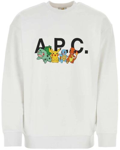 A.P.C. Weiße baumwoll-pokémon-crew-sweatshirt
