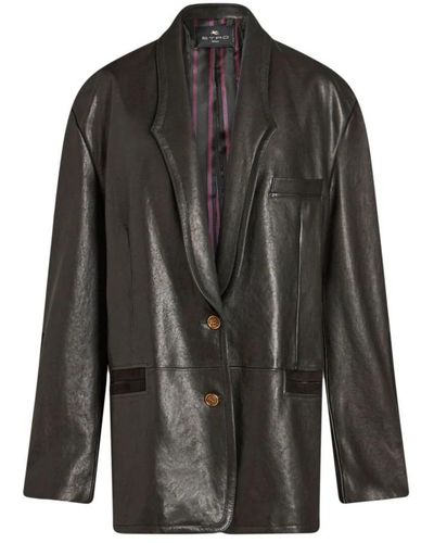 Etro Leather Jackets - Black