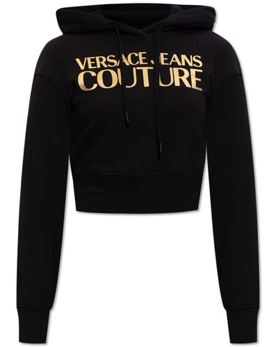 Versace Felpa cropped con logo - Nero