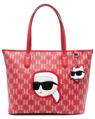 Karl Lagerfeld Tote Bags - Red