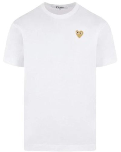 COMME DES GARÇONS PLAY Weißes t-shirt mit herz-logo-patch