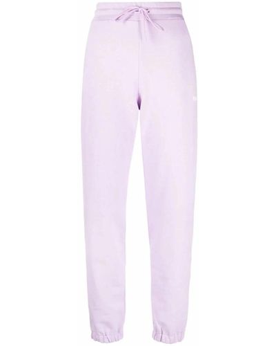 MSGM Pantaloni in cotone con stampa logo - Viola