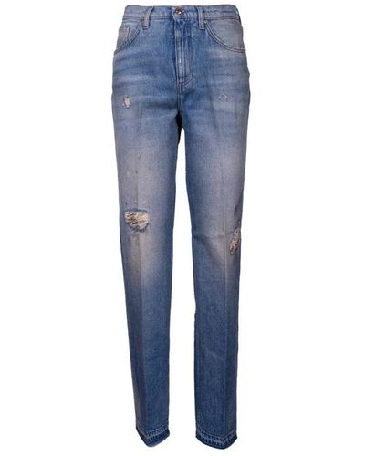 Don The Fuller High-waist straight-leg-jeans mit gealtertem effekt - Blau