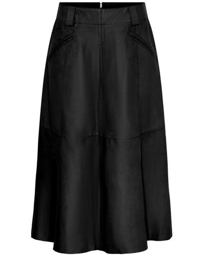 Notyz Falda negra de cuero en forma de a 11287 - Negro
